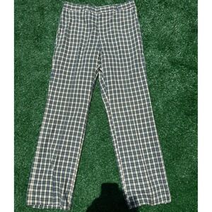 Vintage Corbin Seaport Patterns Plaid Trousers Men 34x31 Navy Green Yellow Check